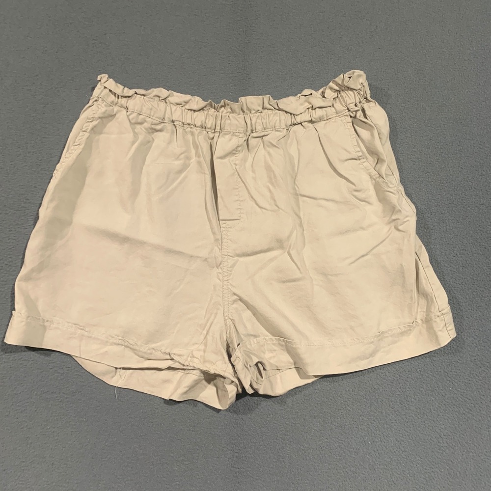 For The Republic Tan Tencel Lyocell Paperbag Waist Shorts Womens Large Beige